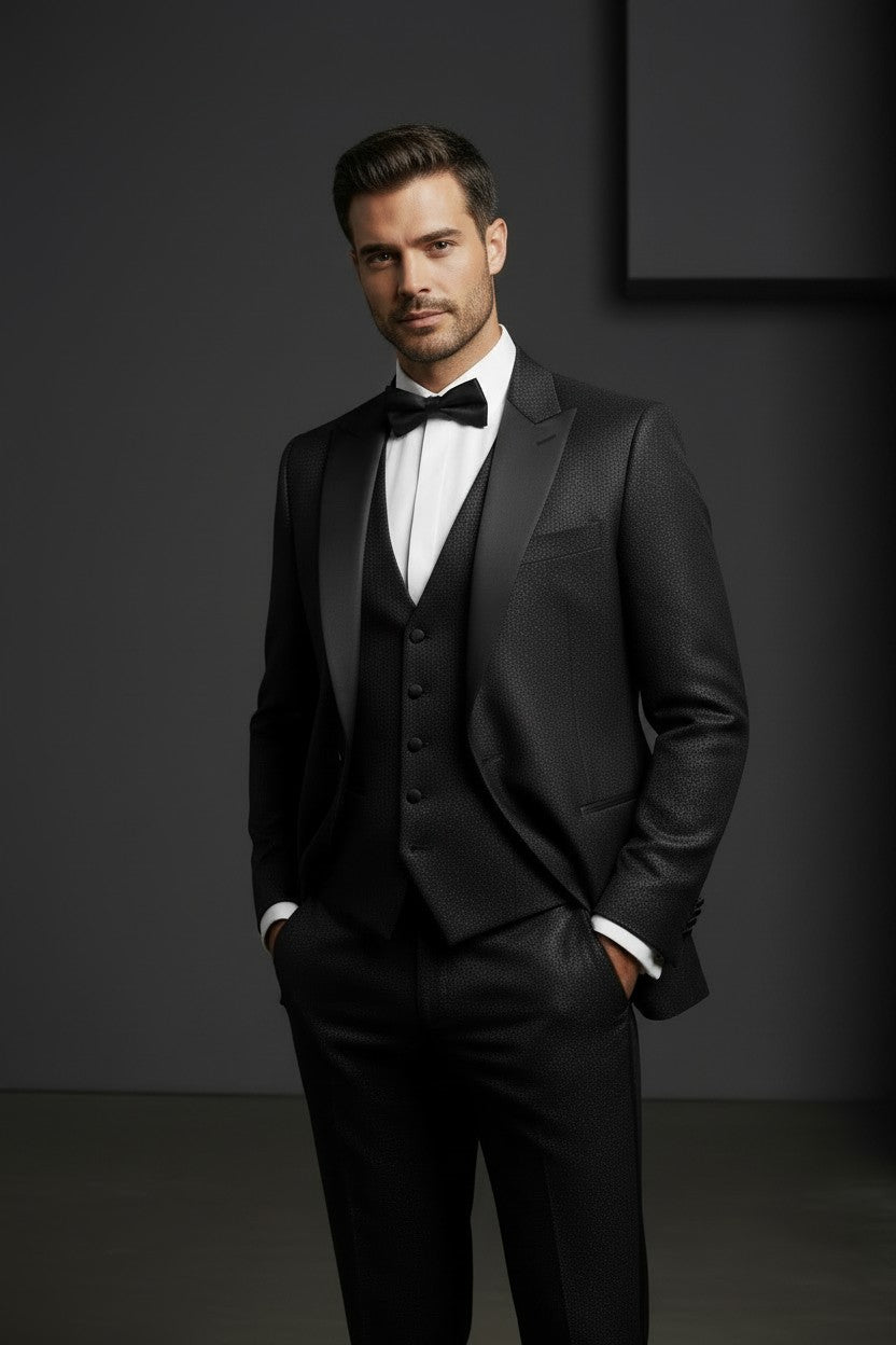 Vercini Men's Black Tuxedo Suit – Classic Formal Jacket & Trousers