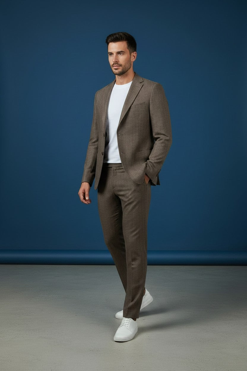Two-Piece Suit in Warm Taupe