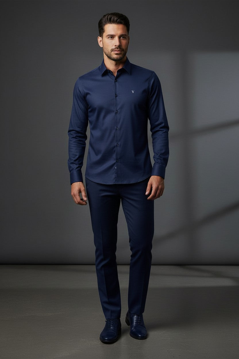 Vercini Versatile Collection: Classic Shirt with Signature 'V' Emblemg
