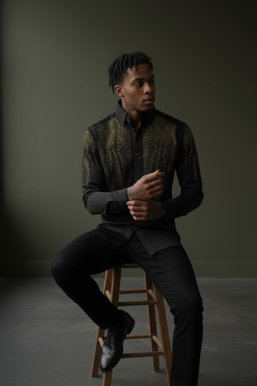 Celestial Cascade Men's Dress Shirt