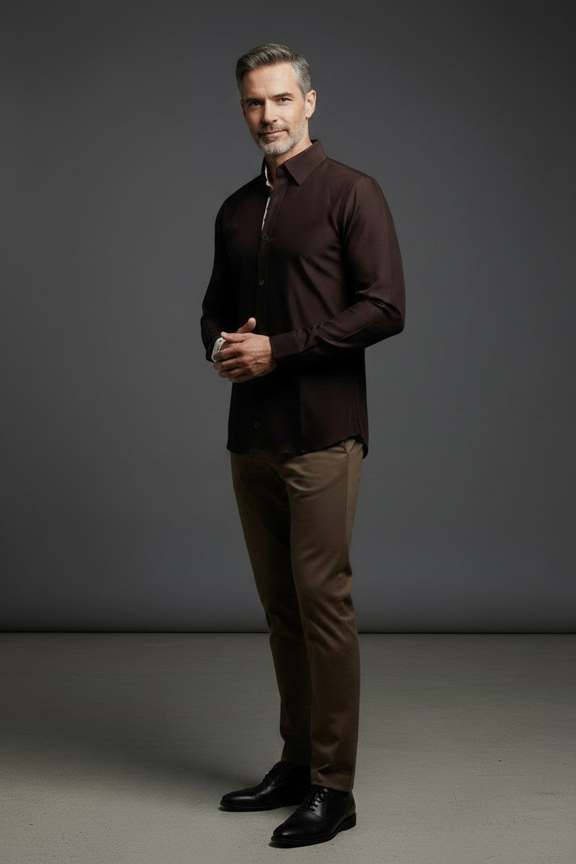 Vercini Premier Textured Dress Shirt Duo in Burgundy and Navy Burgundy / L