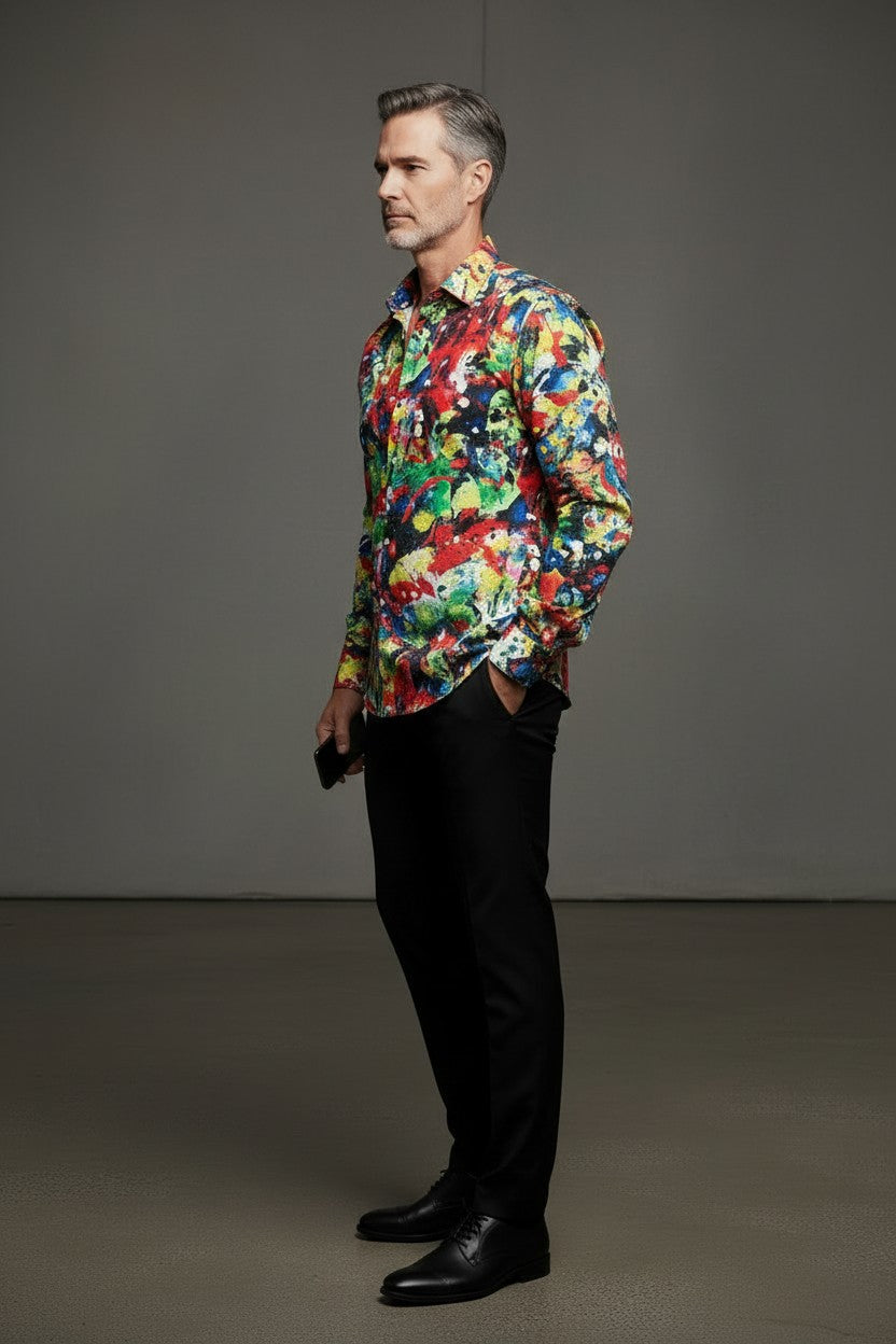 Multicolor Abstract Paint Shirt – Artistic Flair, Supreme Comfort