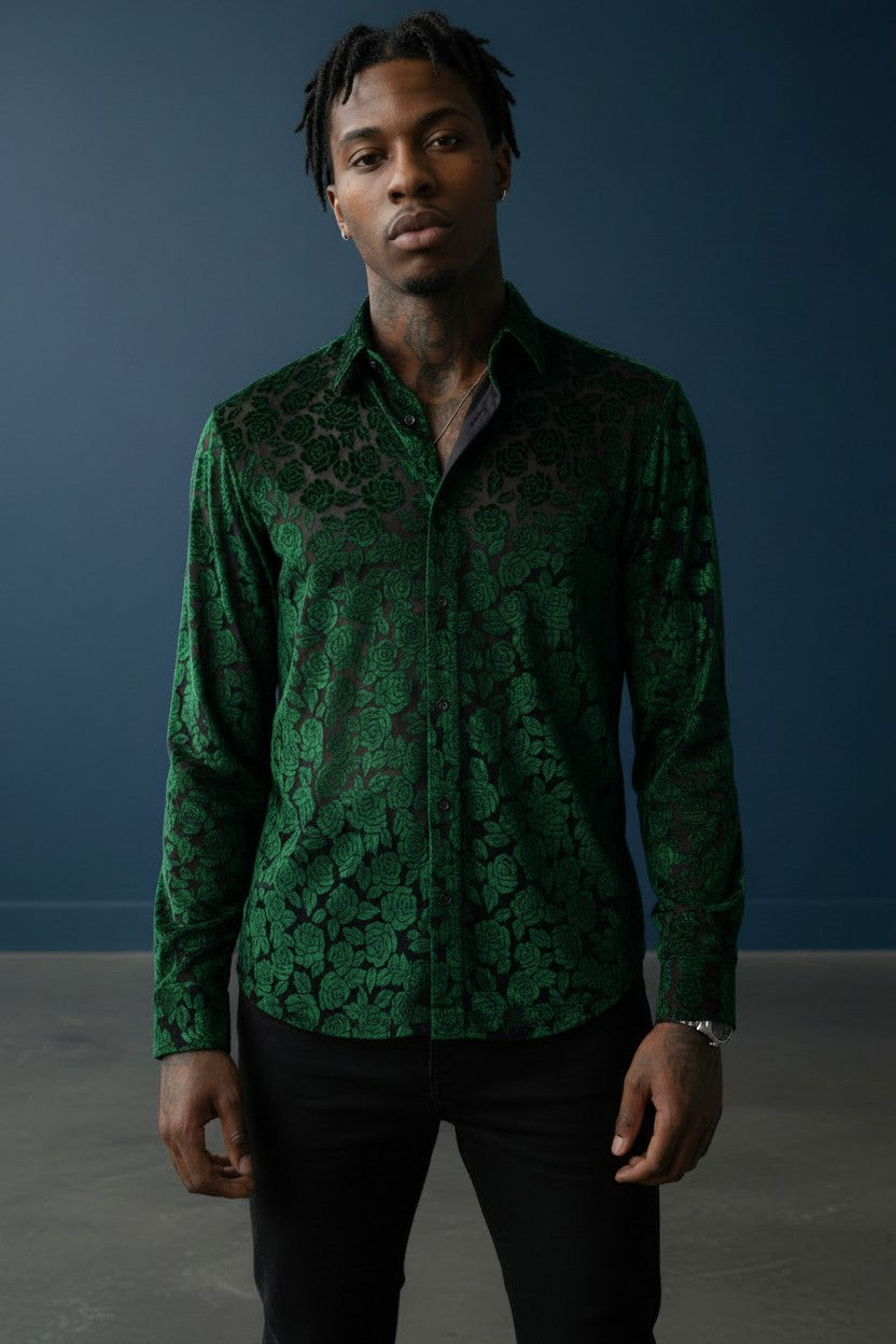 Floral Burnout Velvet Shirt