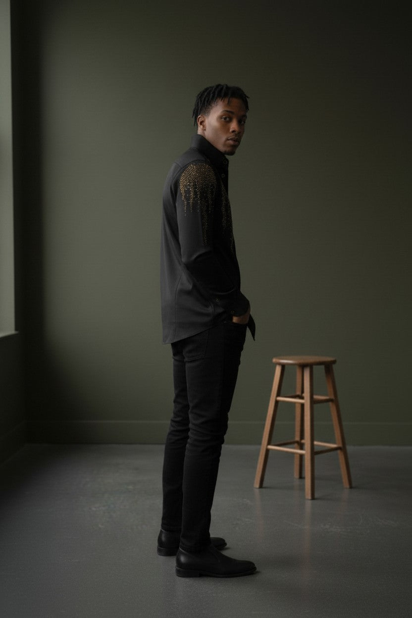 Celestial Cascade Men's Dress Shirt