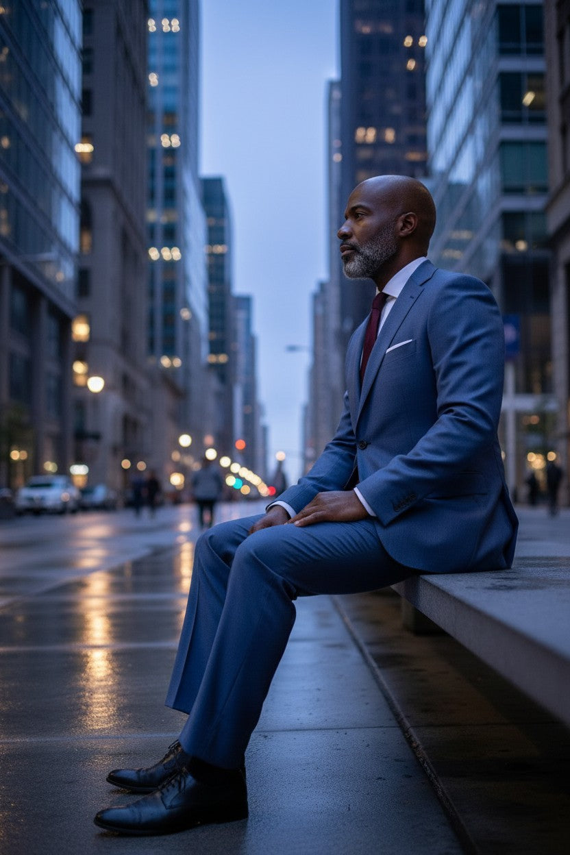 Steel Blue Slim-Fit Two-Piece Suit