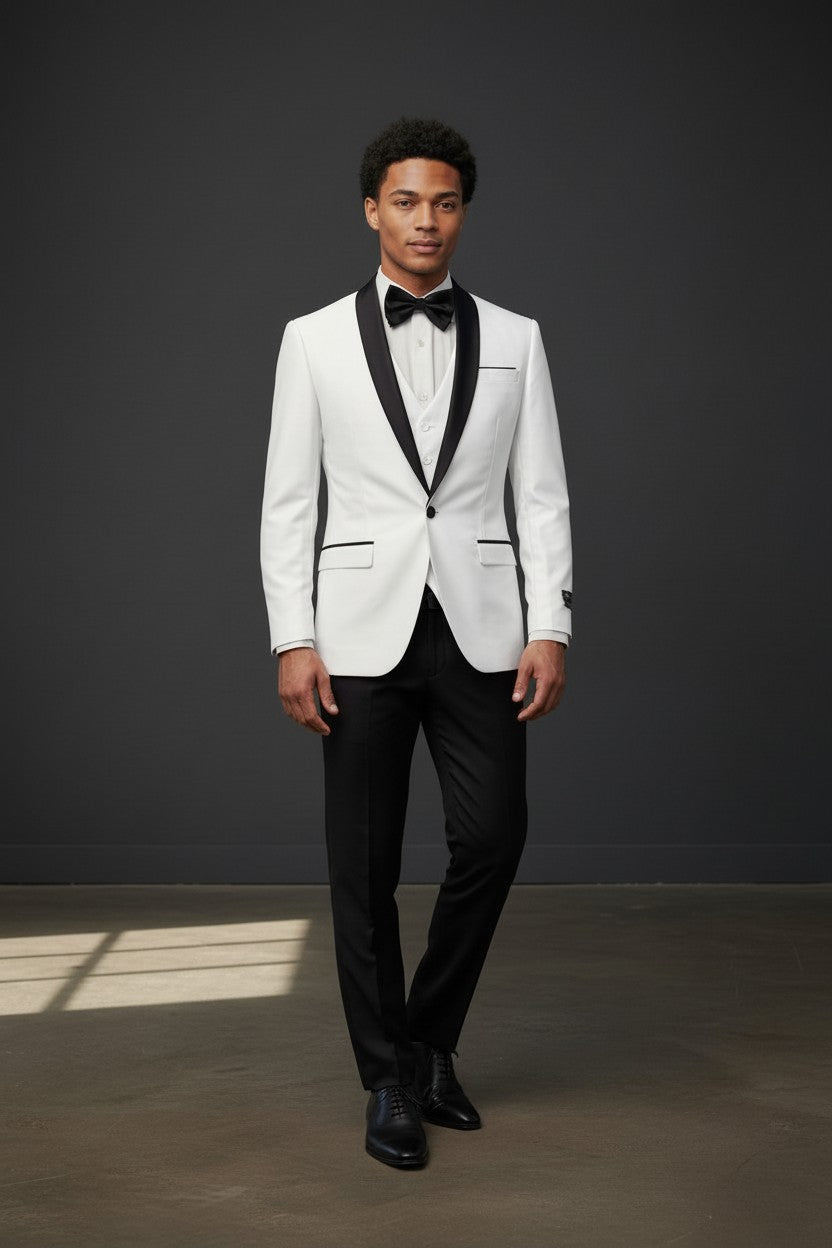 Luxury Classic Tuxedo | Black, White & Light Pink – Vercini