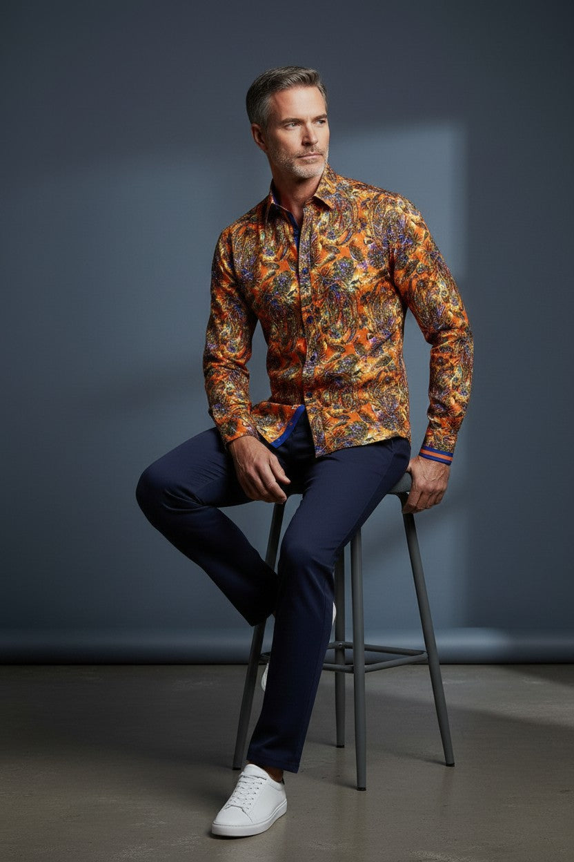 Vercini Tropical Tapestry Print Shirt