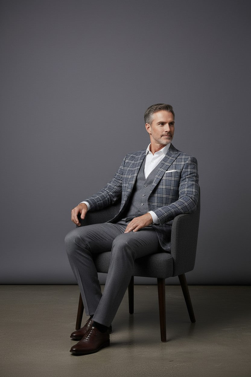 Vercini Classic Plaid Slim Fit Suit - Modern Tailored Menswear