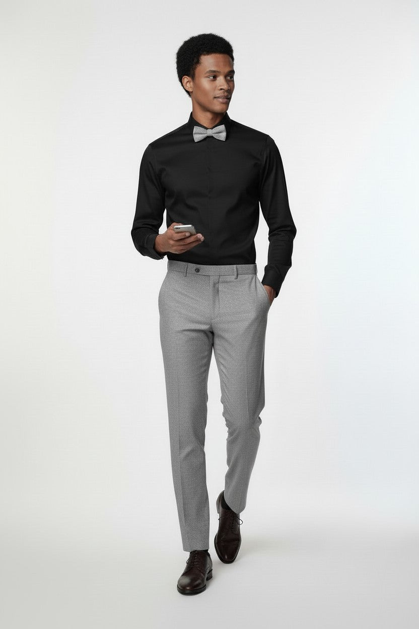 V Slim Fit Dress Shirt with French Cuff Option and Standard Buttons