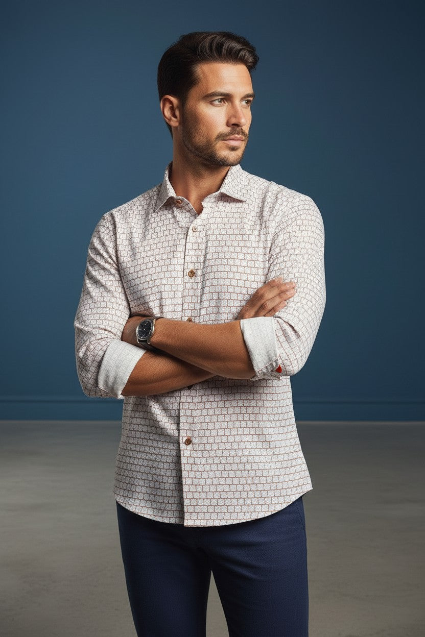 Geometric Harmony Tailored Men's Dress Shirt