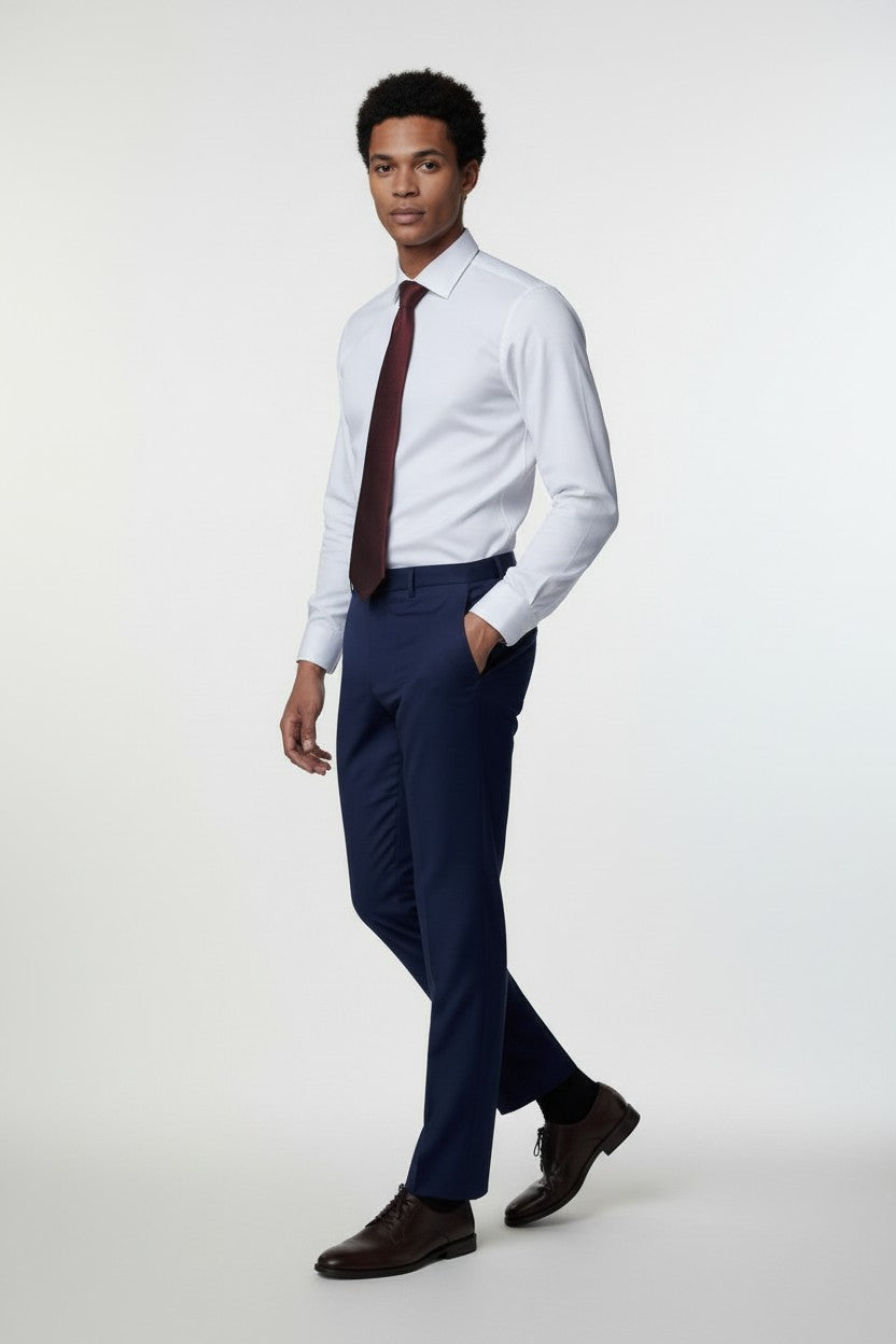 V Slim Fit Dress Shirt with French Cuff Option and Standard Buttons