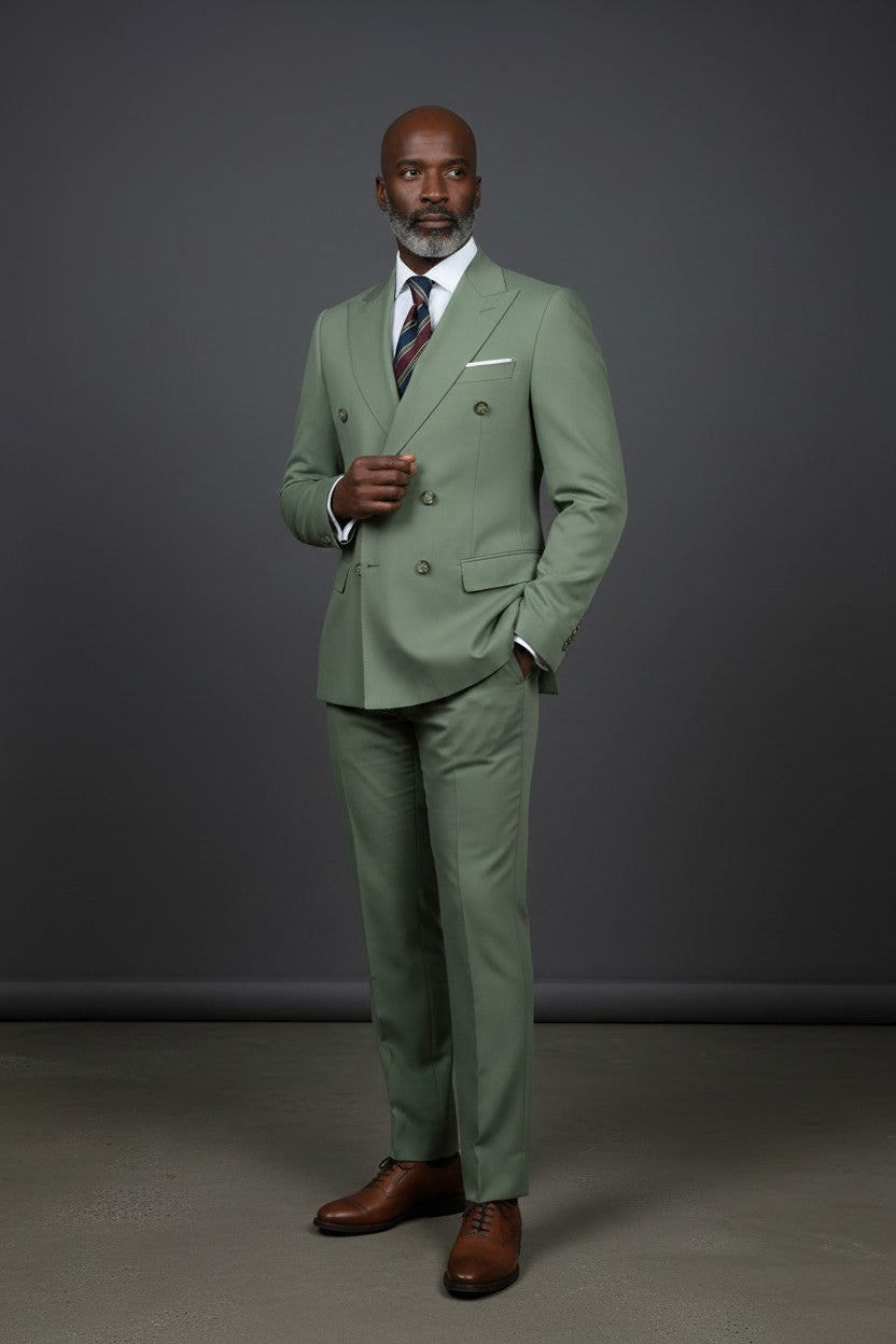 VERCINI Men's Double-Breasted Suit Sharp Style, Clean Fit A well-structured double-breasted