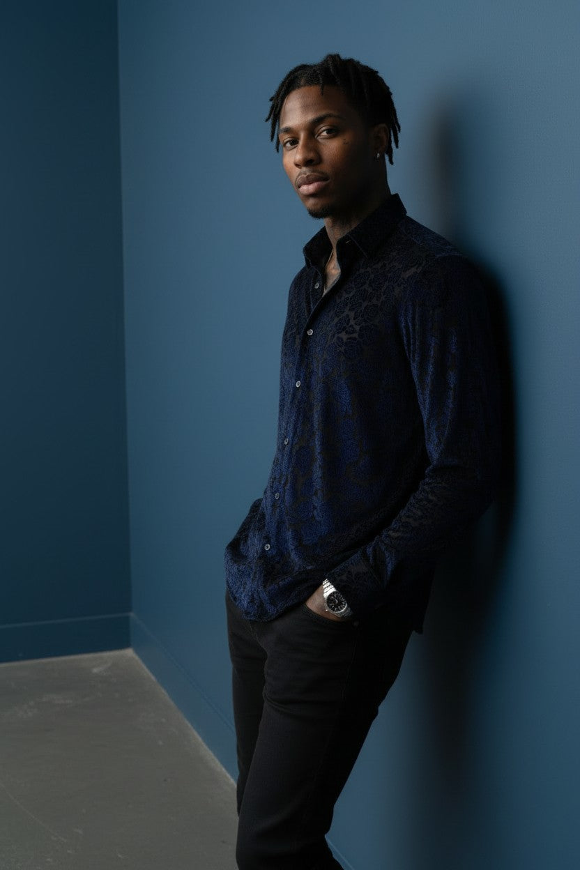Floral Burnout Velvet Shirt