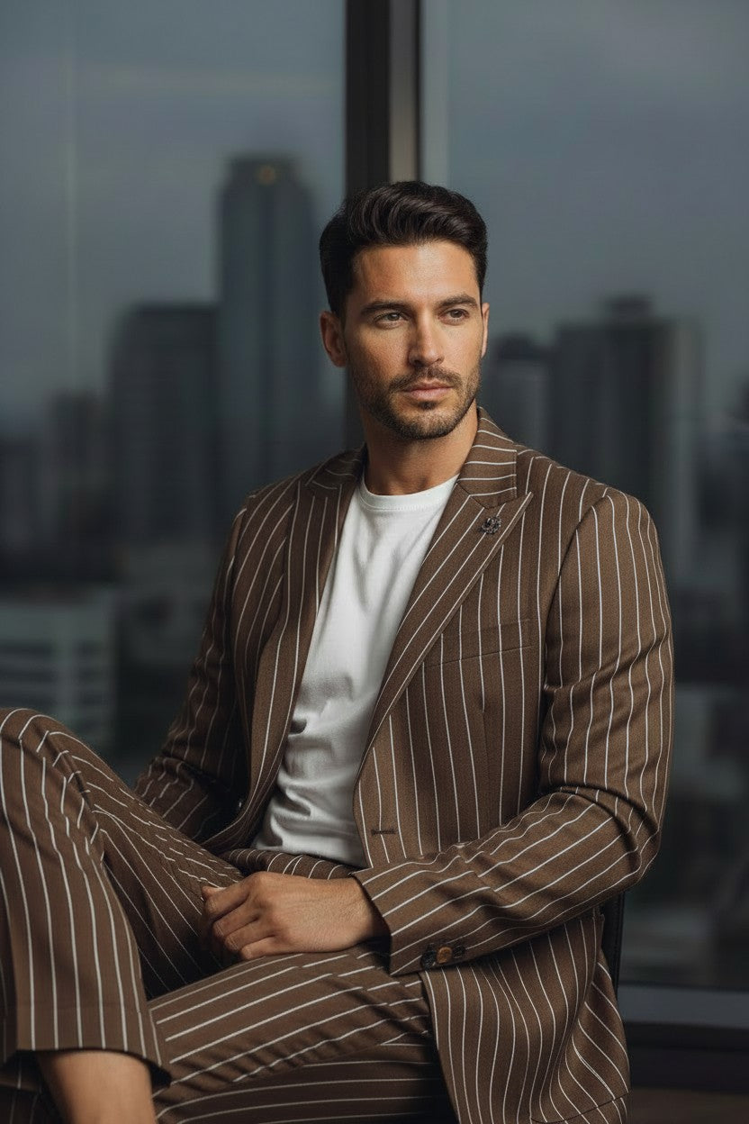Vercini Seersucker Suit – Ivory Pinstripe