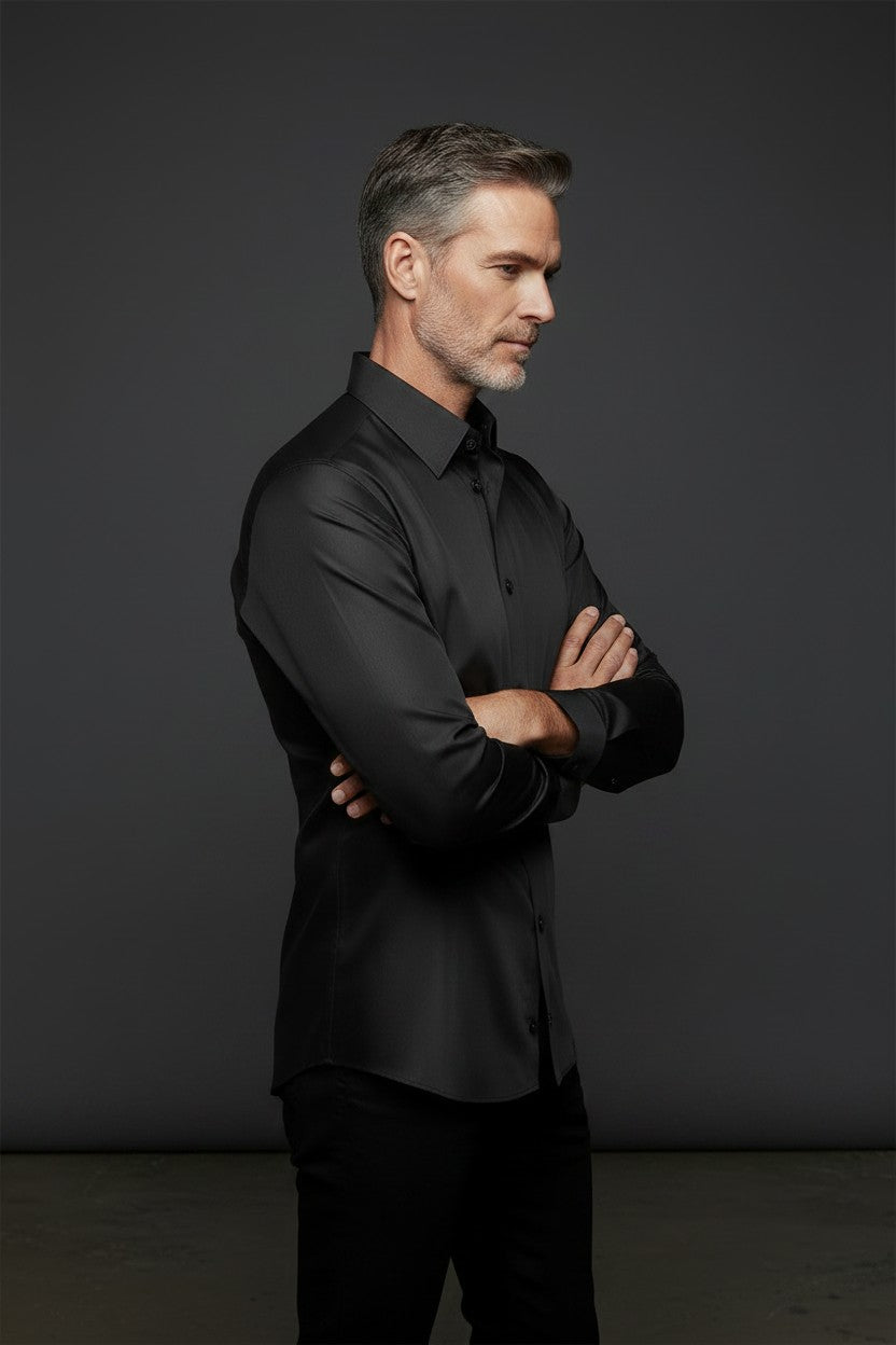 Vercini Midnight Noir Cotton Dress Shirt