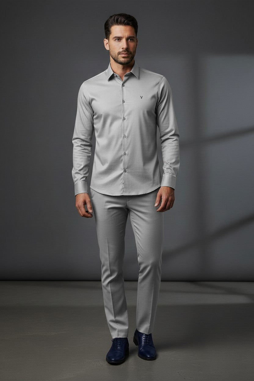 Vercini Versatile Collection: Classic Shirt with Signature 'V' Emblemg