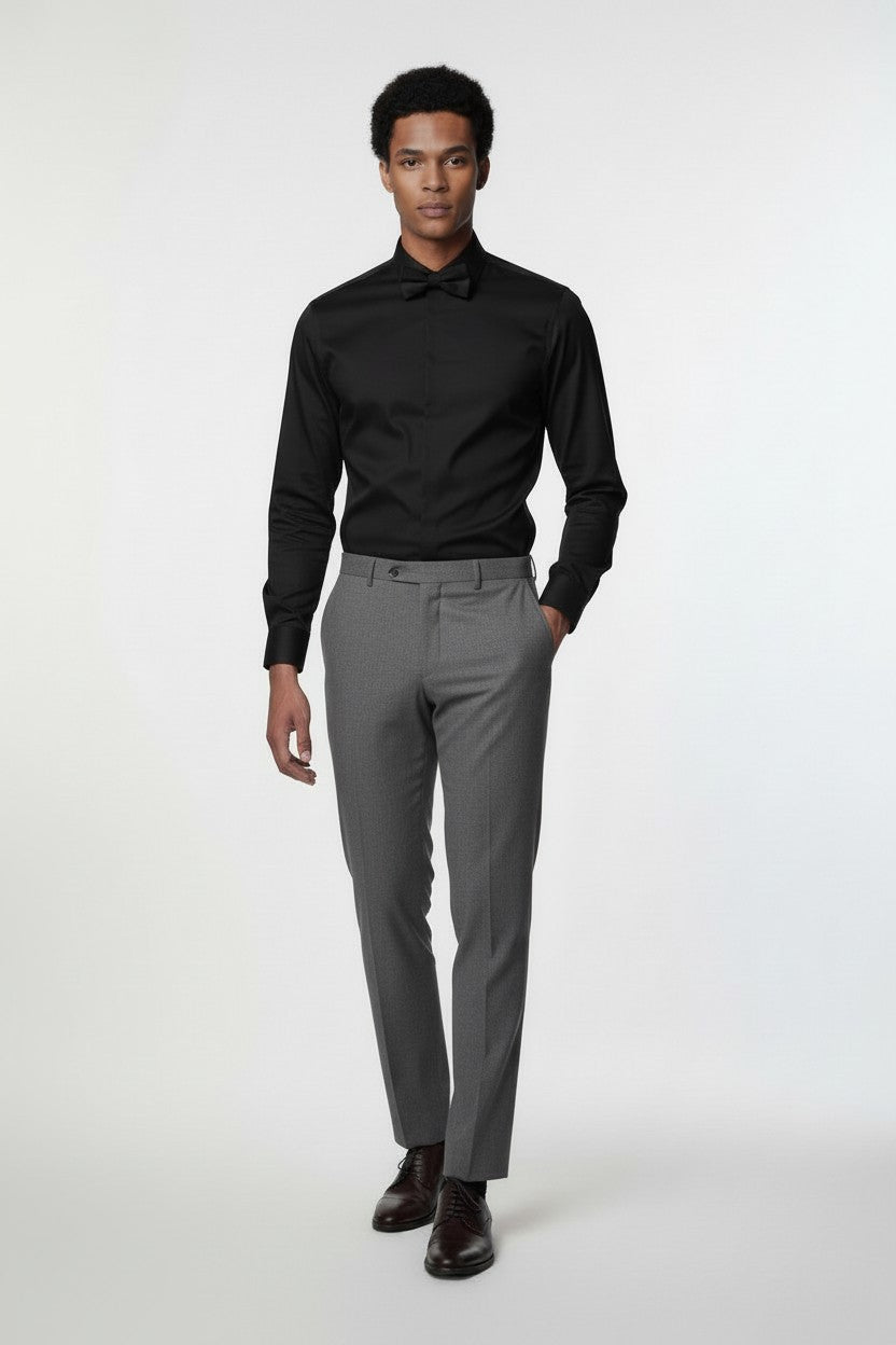 V Slim Fit Dress Shirt with French Cuff Option and Standard Buttons