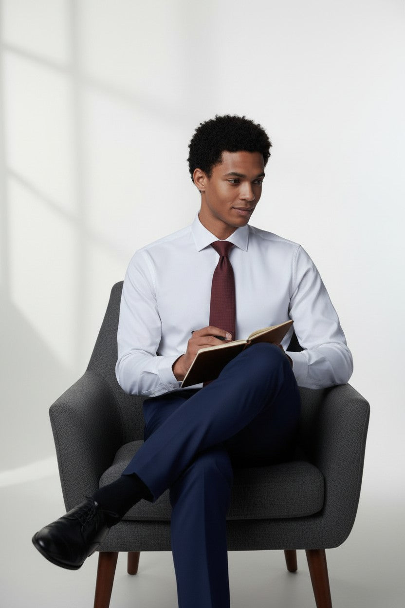 V Slim Fit Dress Shirt with French Cuff Option and Standard Buttons