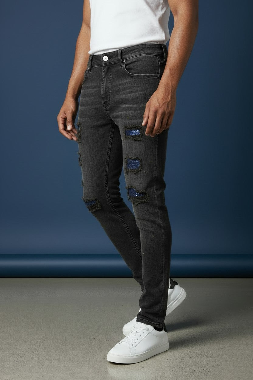 Vercini Blue Sparkle Denim Jeans