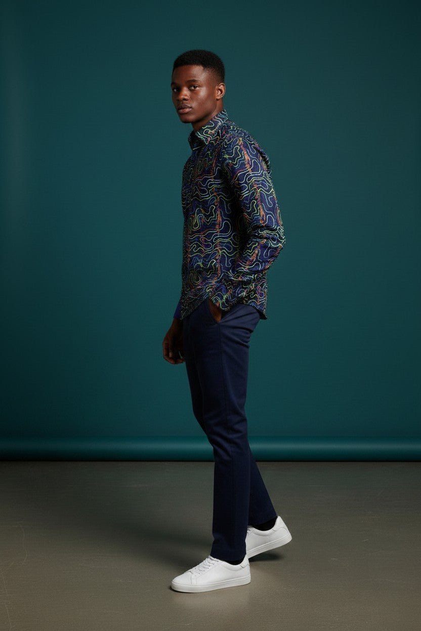 Navy Nebula Men's Casual Shirt
