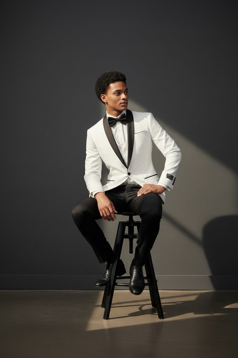 Luxury Classic Tuxedo | Black, White & Light Pink – Vercini