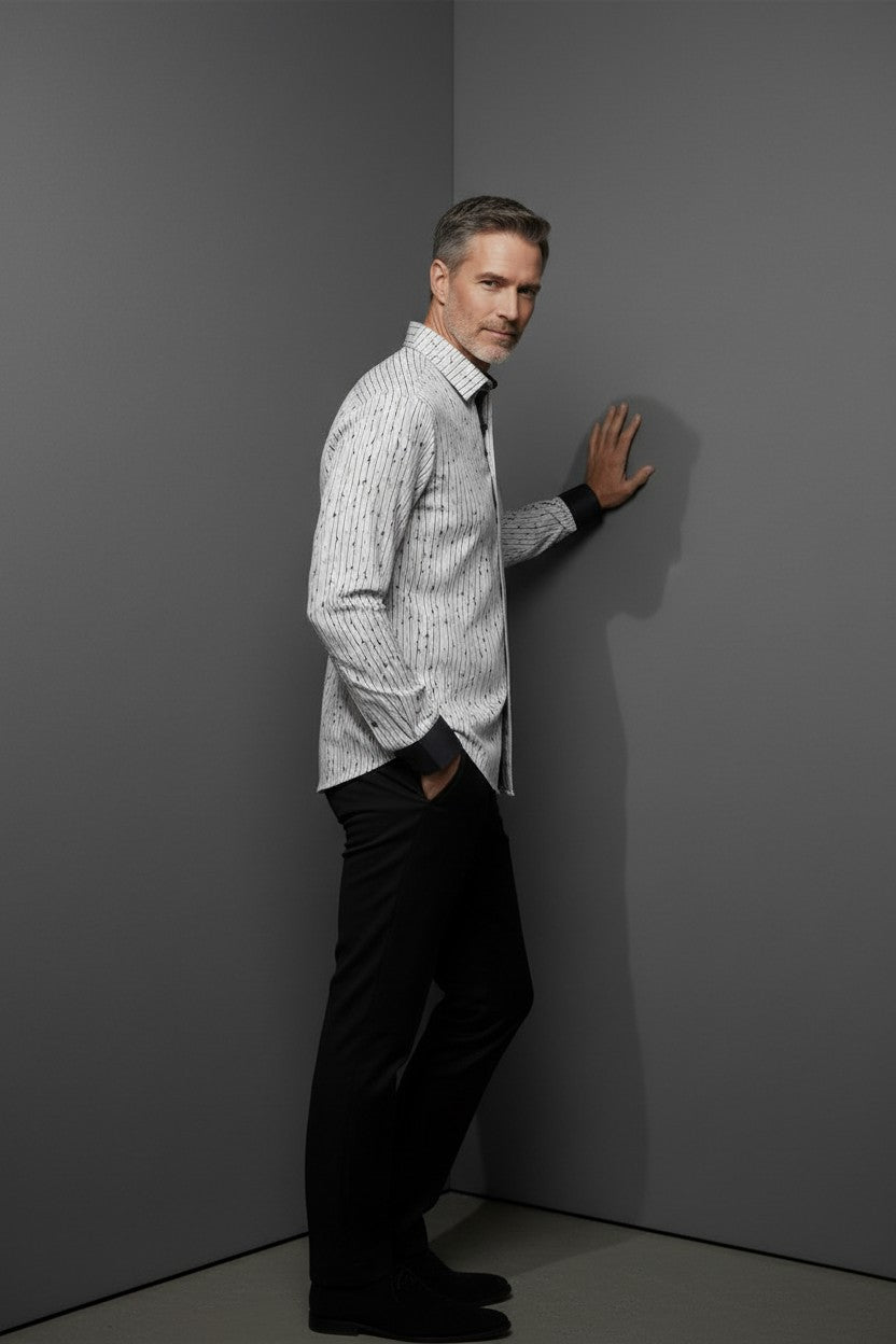 Vercini White & Brown Dress Shirt