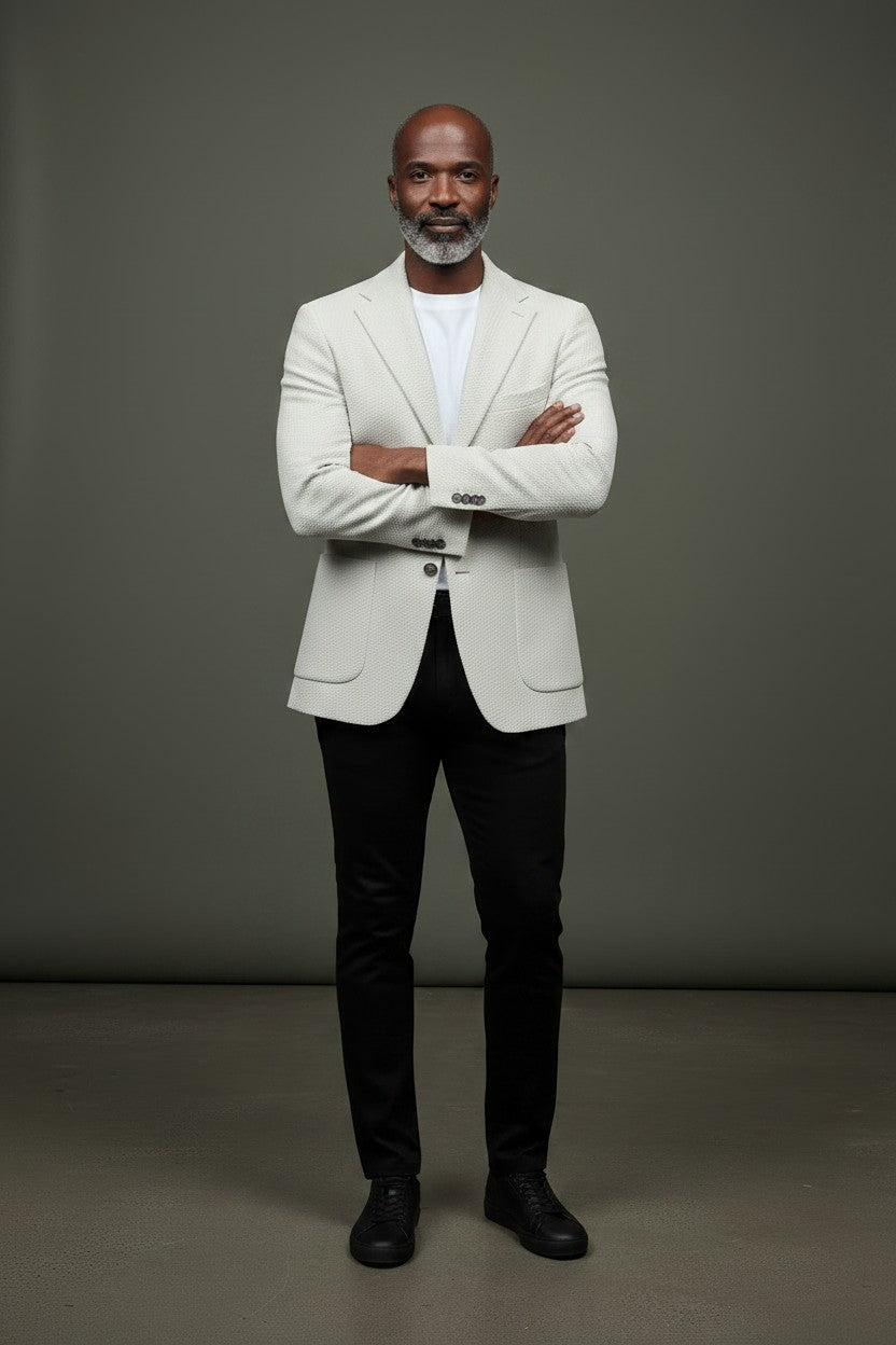 Textured Modern Slim-Fit Blazer rich textured fabric