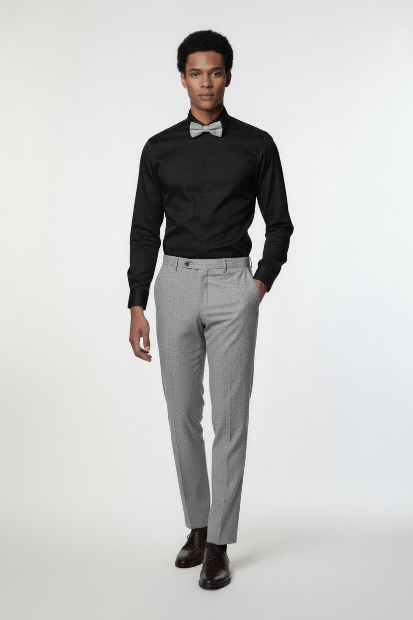 V Slim Fit Dress Shirt with French Cuff Option and Standard Buttons