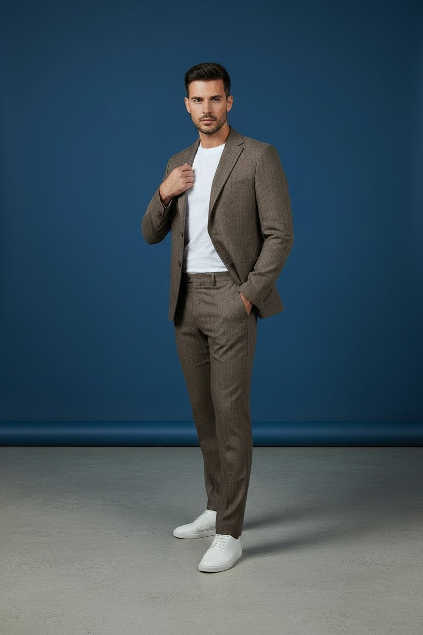 Two-Piece Suit in Warm Taupe