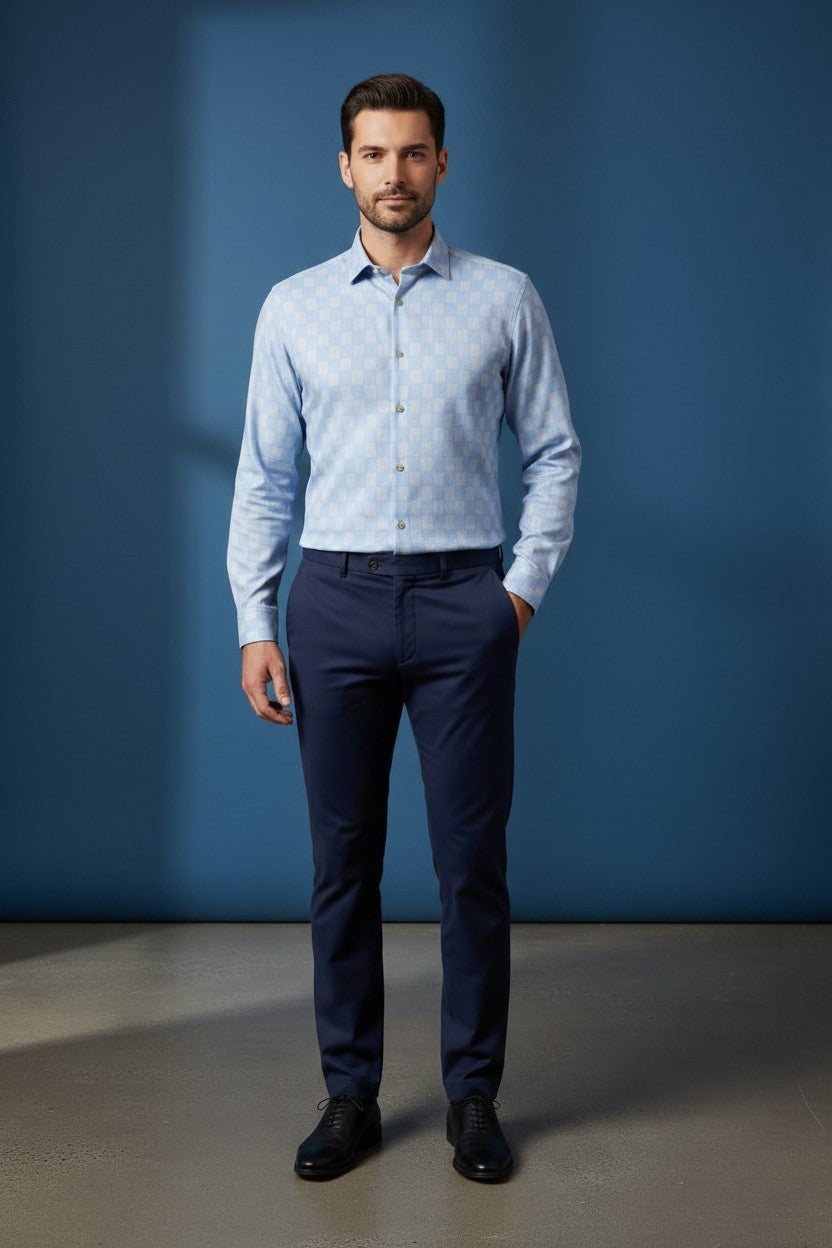 Sky Checker Gentleman's casual Shirt