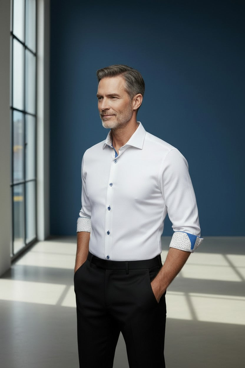 Spectrum Dot Tailored White Dress Shirt