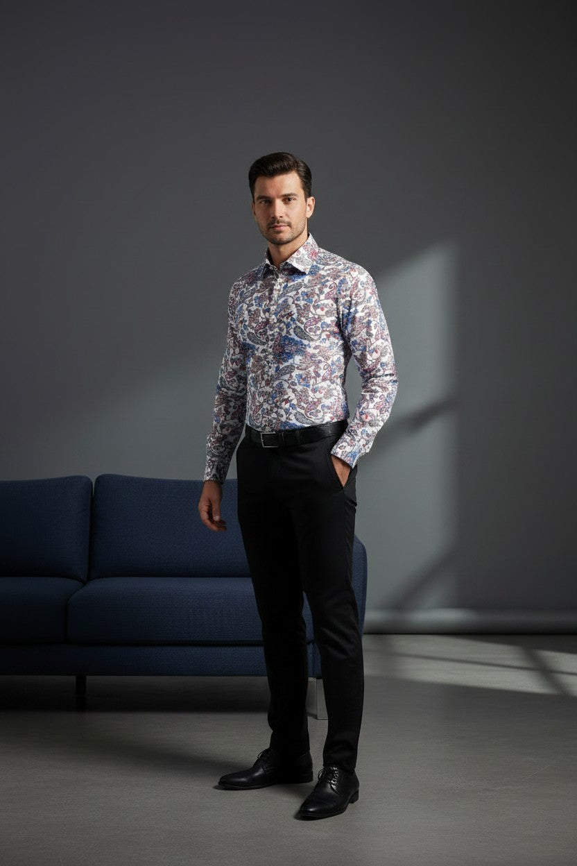 Purple Swirl Abstract Shirt – Fluid Motion, Elevated Comfort