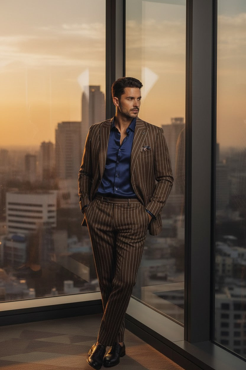 Vercini Seersucker Suit – Ivory Pinstripe