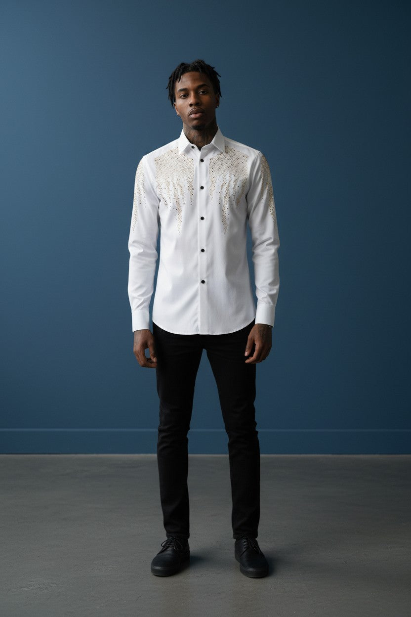 Celestial Cascade Men's Dress Shirt