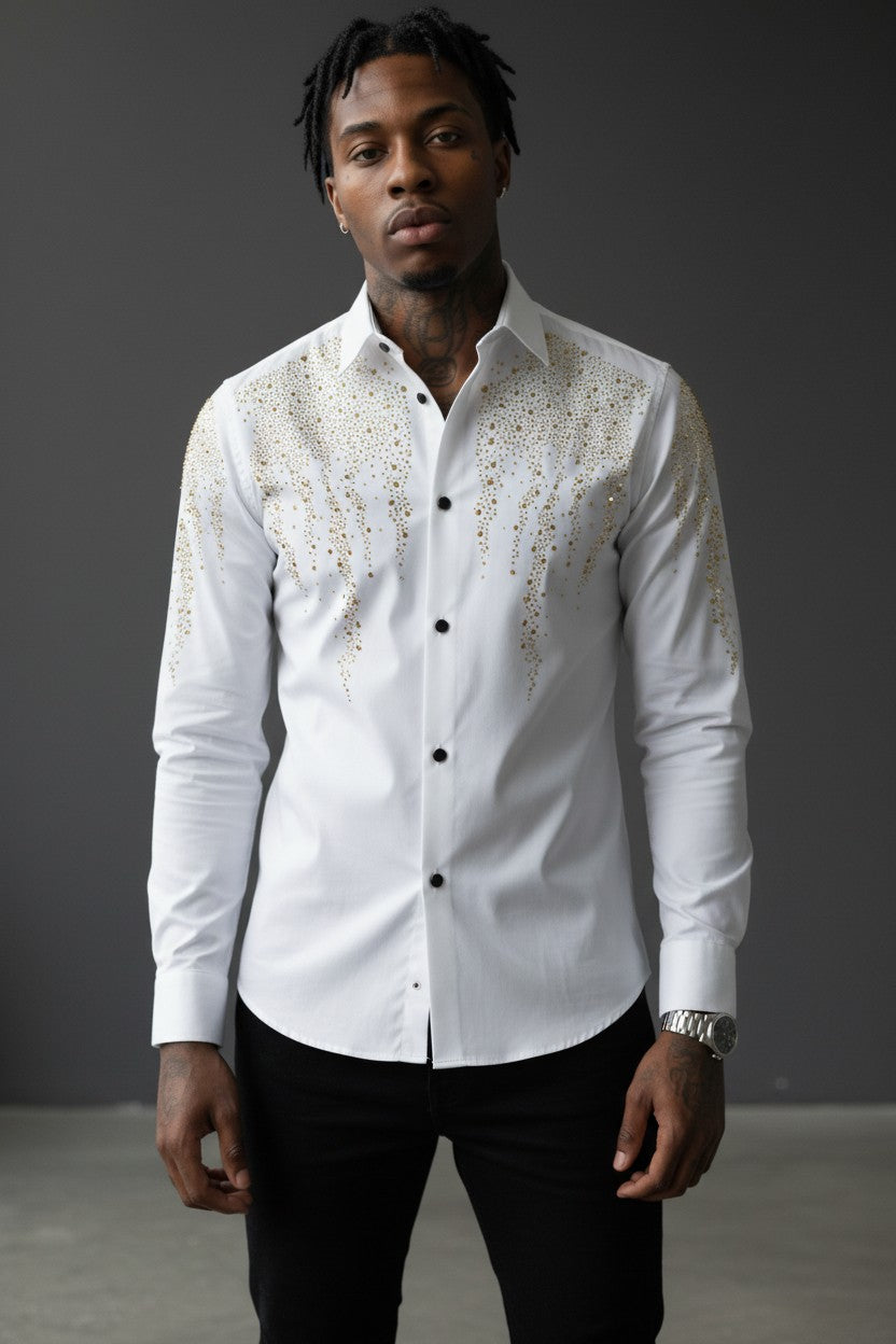 Celestial Cascade Men's Dress Shirt