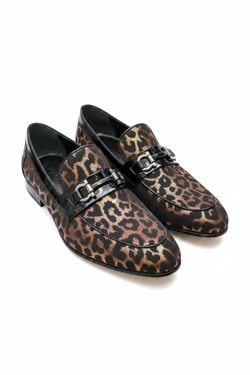 Vercini Leopard Print Velvet Horsebit Loafer — Wild Edition