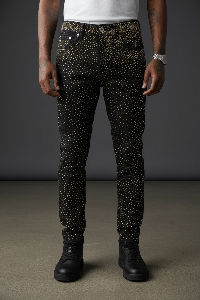 Black & Gold Sparkle Denim