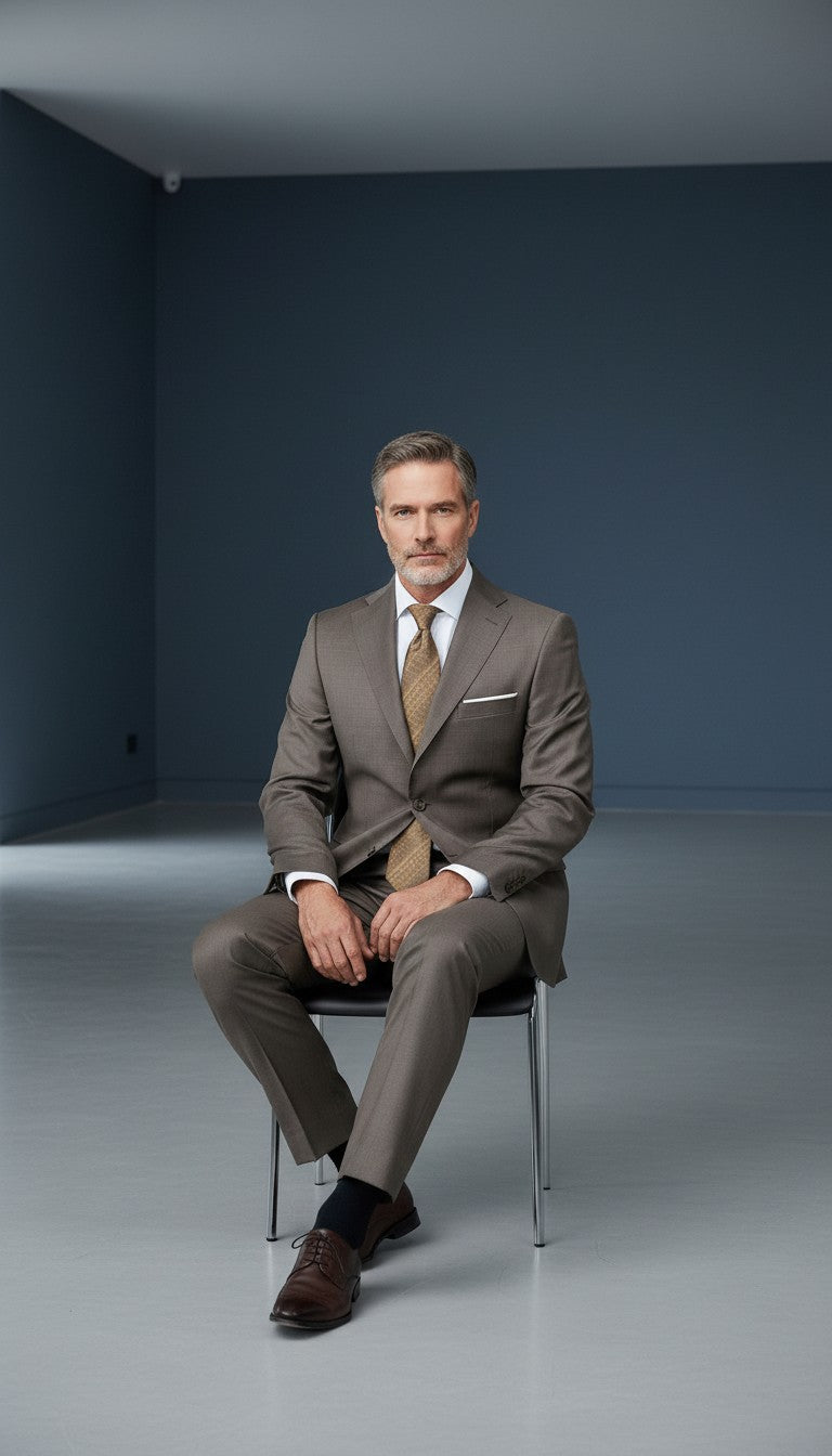 Men's Premium Wool Suit in Taupe | Slim Fit Two-Piece | Vercini
