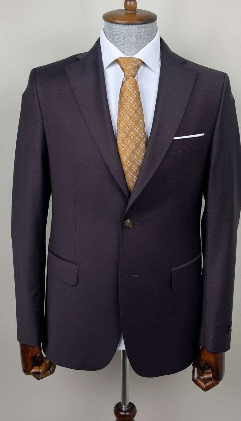 Men's Premium Wool Suit in Dark Purple | Slim Fit Two-Piece | Vercini