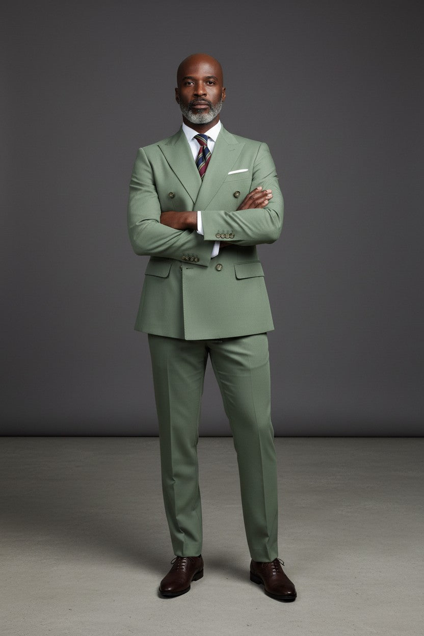 VERCINI Men's Double-Breasted Suit Sharp Style, Clean Fit A well-structured double-breasted