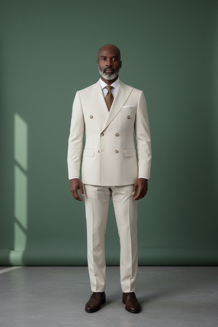 VERCINI Men's Double-Breasted Suit Sharp Style, Clean Fit A well-structured double-breasted