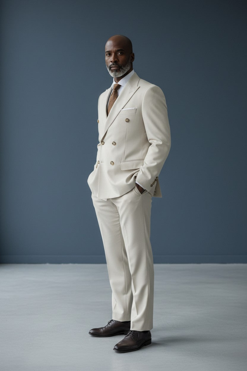 VERCINI Men's Double-Breasted Suit Sharp Style, Clean Fit A well-structured double-breasted