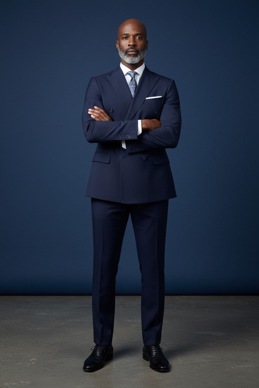 VERCINI Men's Double-Breasted Suit Sharp Style, Clean Fit A well-structured double-breasted