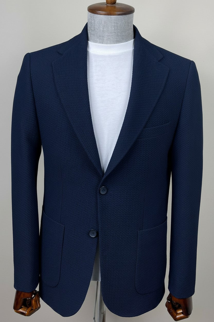 Textured Modern Slim-Fit Blazer rich textured fabric