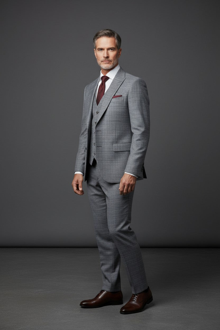Malaga 3-Piece Plaid Suit – Timeless Elegance, Modern Tailorin