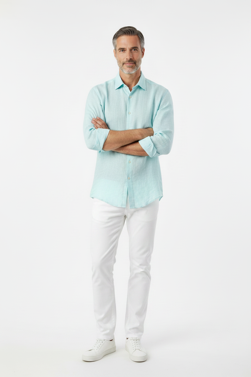 Vercini Linen Spread Collar Shirt