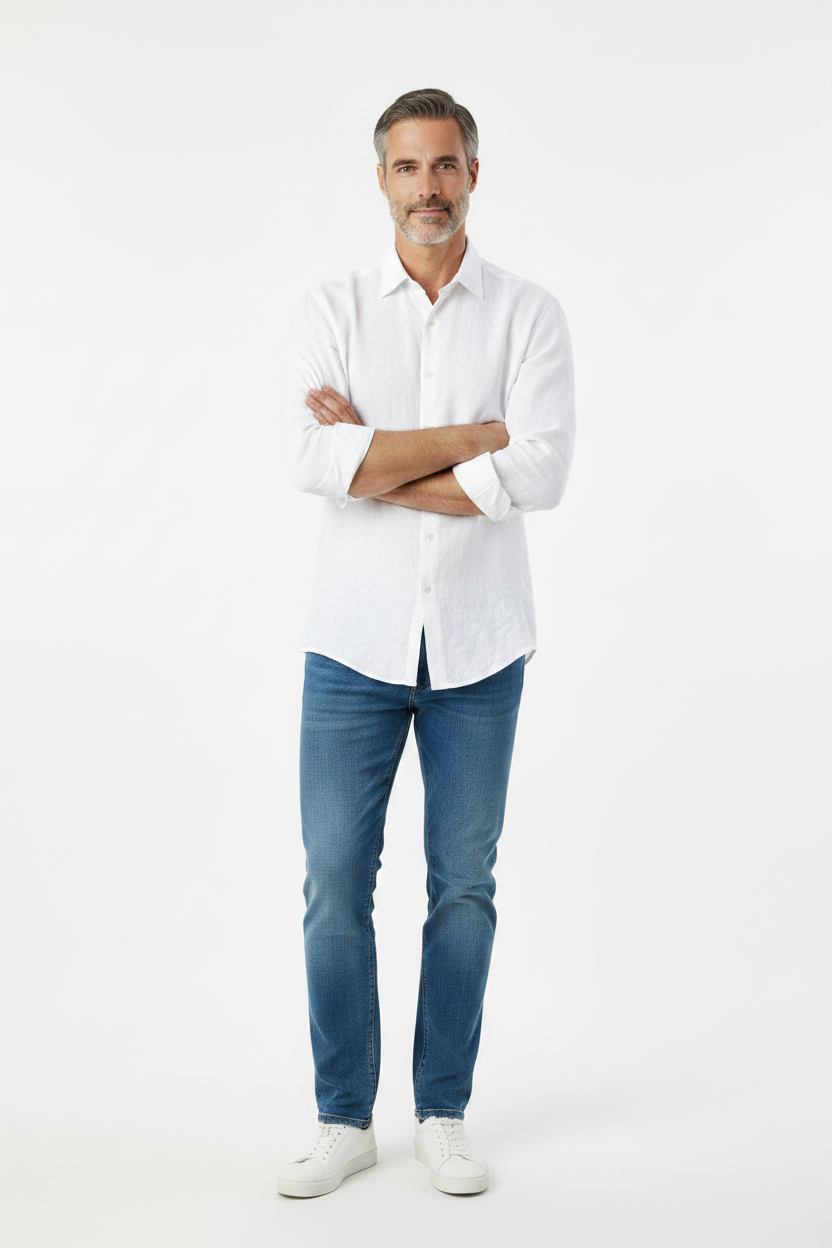 Vercini Linen Spread Collar Shirt