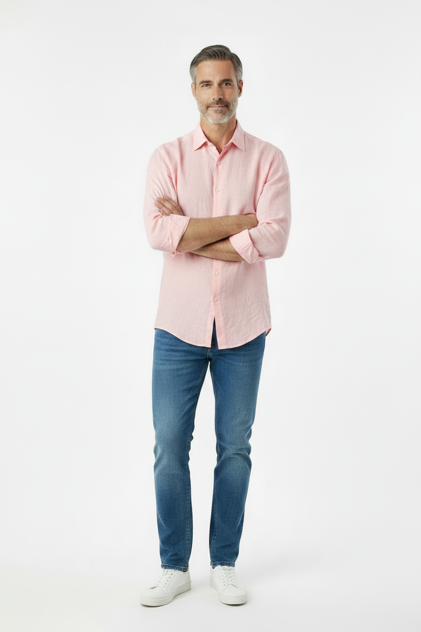 Vercini Linen Spread Collar Shirt