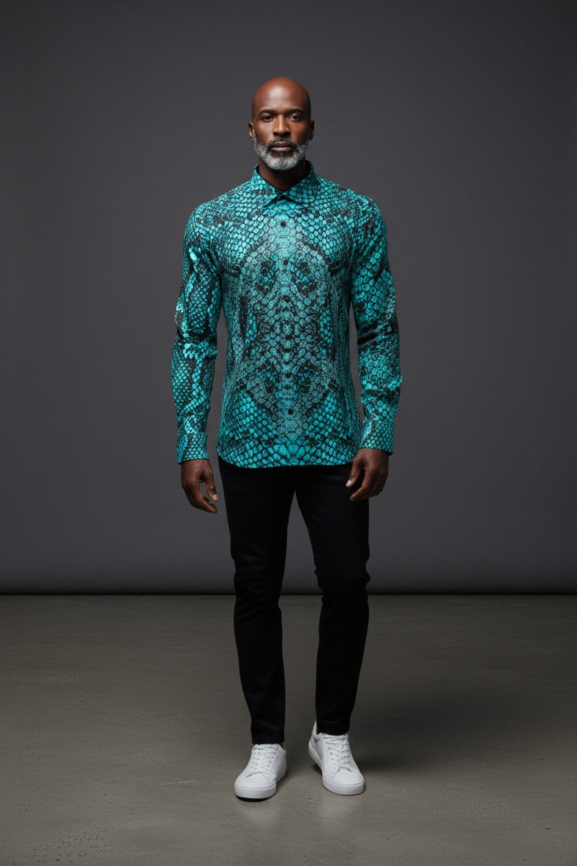 Azure Serpentis Button-Up Shirt