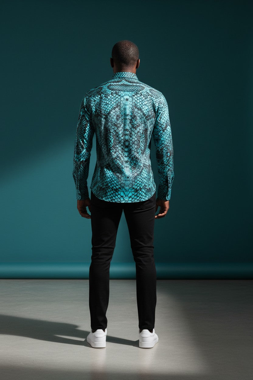 Azure Serpentis Button-Up Shirt
